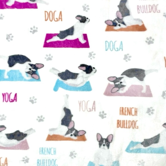 OVERSIZED Plush Throw Blanket ◈ FRENCHIE Doga Yoga - Picture 4 of 4